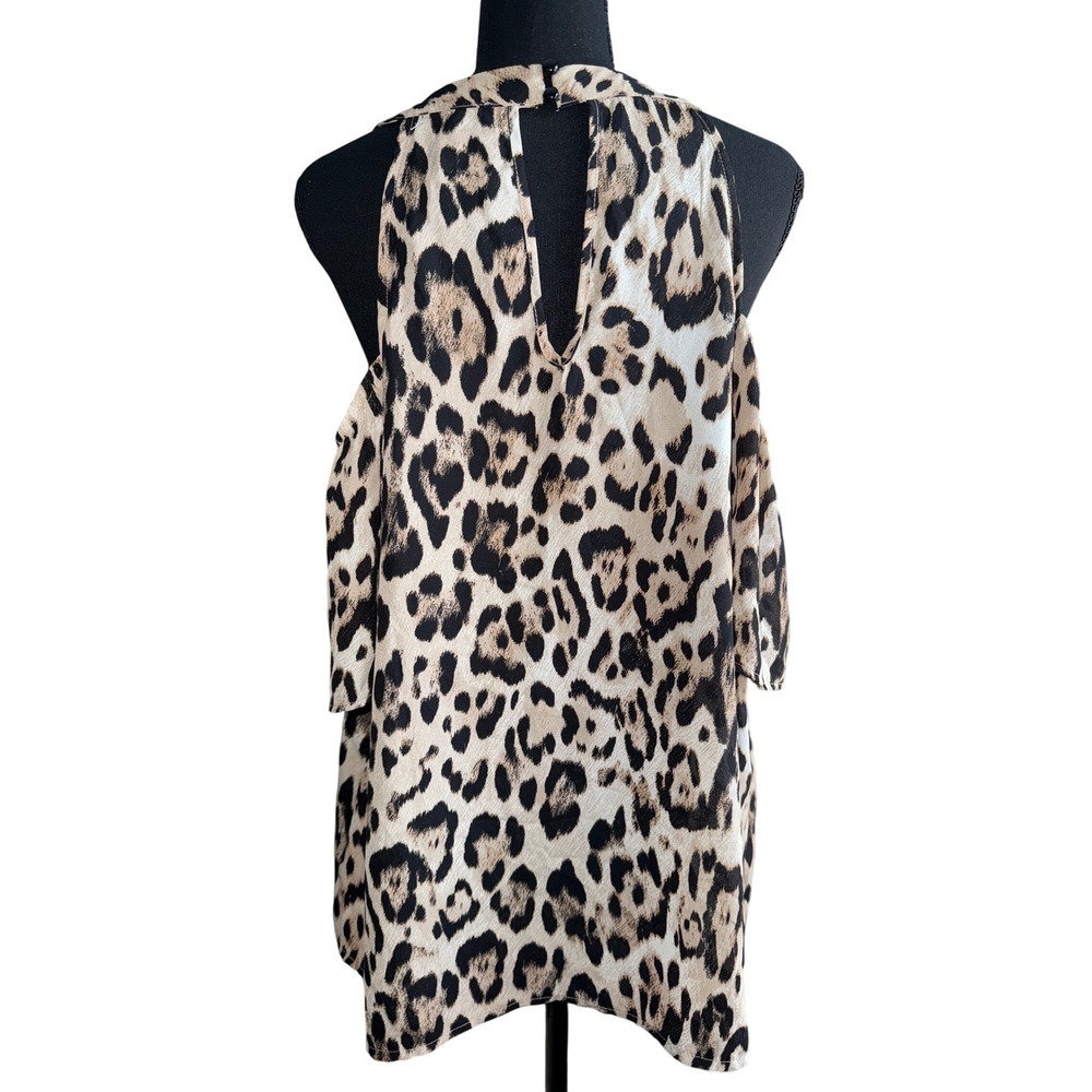 Luxology Halter Animal Print Cold Shoulder Women's Top L Boho Mobwife Y2K - Picture 2 of 9
